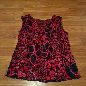 Petite Sophisticate Blouse. Red and Black. Size P